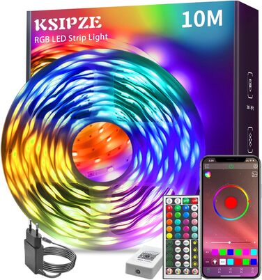 Світлодіодна стрічка KSIPZE RGB світлодіодна стрічка з пультом дистанційного керування Bluetooth Налаштування таймера синхронізації музики з можливістю затемнення Світлодіодні струнні світильники, що змінюють колір, смуга для домашньої вечірки (10 м)