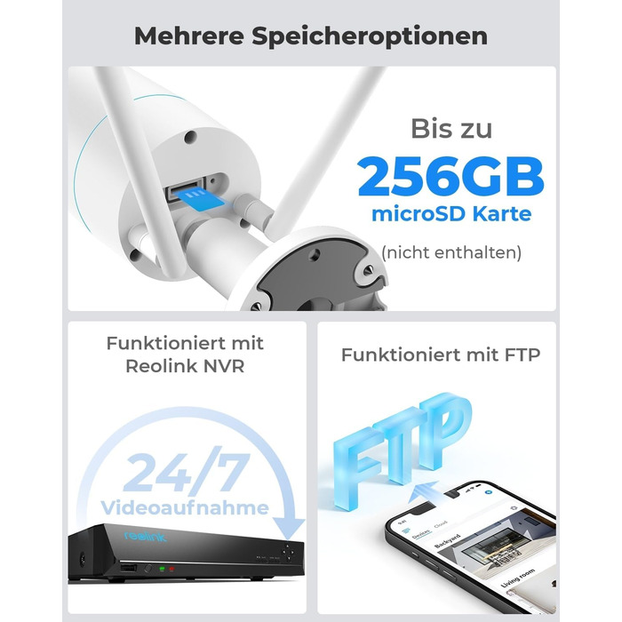 Мегапіксельна WiFi-камера Reolink Outdoor, 2,4 ГГц/5 ГГц Wi-Fi CCTV IP-камера зовнішня з виявленням людей/автомобілів/тварин, водонепроникність IP67, нічне бачення, детектор руху, слот для SD-карти, уповільнена зйомка, зовнішня камера RLC-510WA, 5-