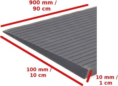 И FabaCare Пороговий пандус гумовий, пандус для дверних порогів, сірий, Пандус для порогу, 10 мм x 100 мм x 900 мм (1 см x 10 см x 90 см), висота порогу 1 см, 2 шт.