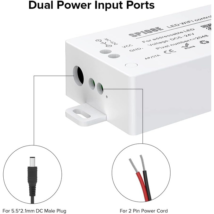 Світлодіодний контролер Wi-Fi Керування групою додатків iOS/Android для SK9822 SK6812 SK6812-RGBW WS2801 WS2813 WS2815 Цифровий адресний модуль світлодіодної стрічки RGB DC5V-24V M1SP108E, 2812B WS2811 SP108E