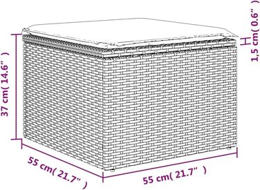 Садовий табурет Табурет для кемпінгу Садовий патіо Балкон бежевий 55x55x37 см Poly Rattan, 7