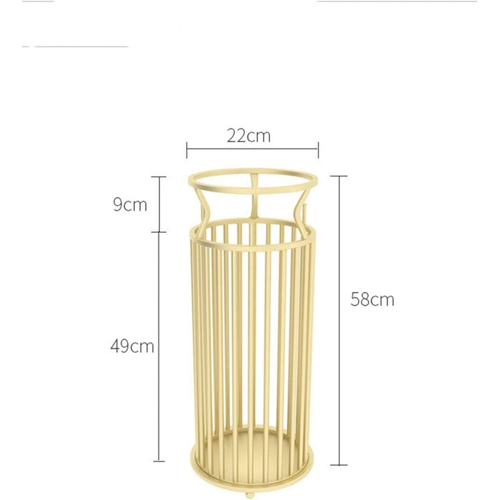 Контейнер для тримача парасольки, Скандинавська залізна підставка для парасольки, Підставка для парасольки для дому, Підставка для парасольки для фойє, Вхід, Домашній офіс, Палиці для ходьби, Тримач палиці для ходьби Золото 22 * 58 см
