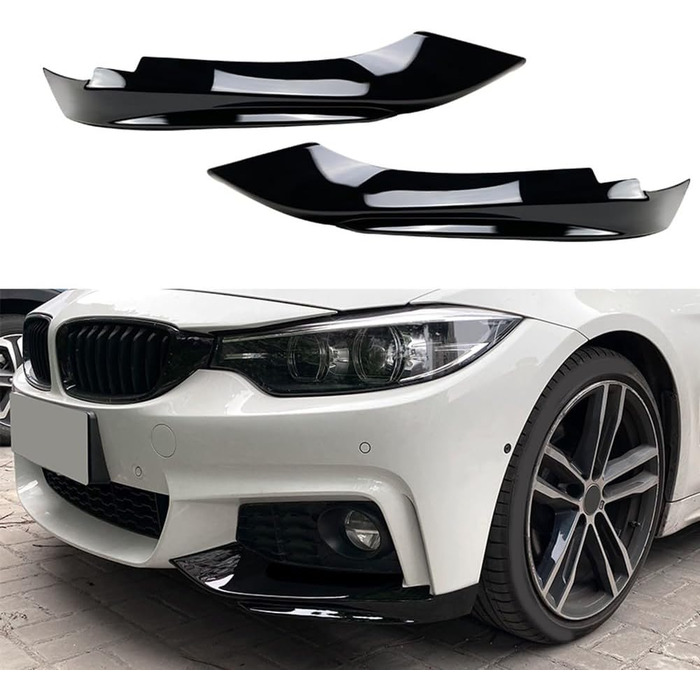 Для BMW 4 Series F32 F33 F36 M Sport 2014-2020 2 x Глянцева чорна губа переднього бампера