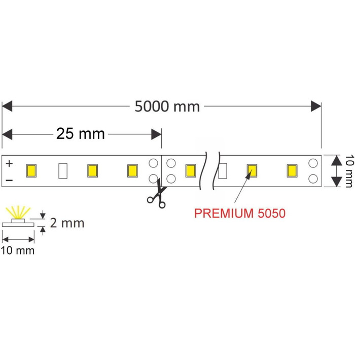 М) 5м LED стрічка 12V 72W, Dimmable, теплий білий 3000K, 4,98 /