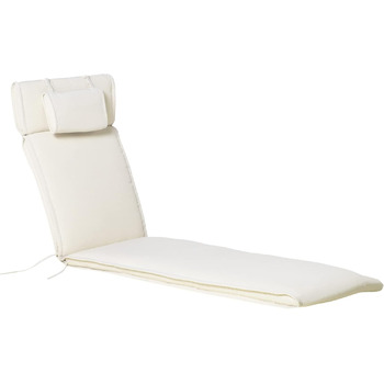 Садовий шезлонг Outsunny Lounger Cushion з подушкою Знімний чохол Поліестер бавовняне волокно кремовий білий 198 x 53 x 5 см