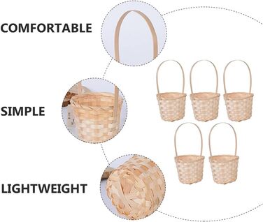 Ротанговий кошик з ручкою Подарунковий кошик Сільська ваза для квітів Весільний стиль Прикраса весільної вечірки Універсальний кошик Квіти Рослини Букет 9X17CM, 5 шт.