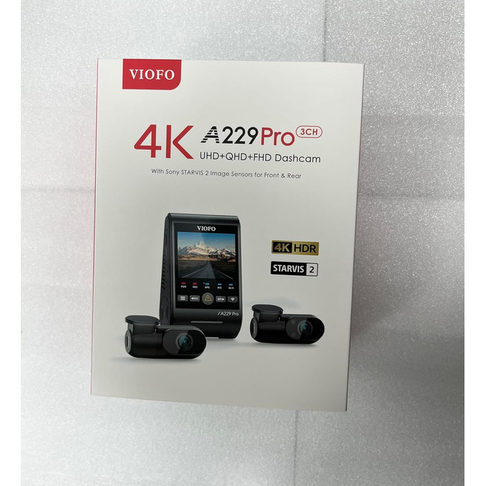 Об'єктив VIOFO A229 Pro 3 4K 2K 1080P, подвійний STARVIS 2, HDR спереду та ззаду всередині відеореєстратора, голосове керування та автомобільна камера Wi-Fi 5 ГГц, надточний GPS, супернічне бачення 2.0, голосовий вихід, 512 ГБ Макс