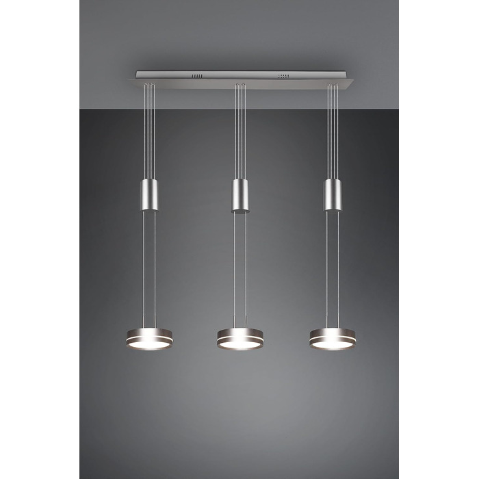 Світлодіодний торшер Trio Lights Franklin 426510208, Метал в т.ч. 35 Вт LED, Зміна кольору, Диммер (нікель-матовий, підвісний 3-полум'яний)