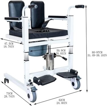Портативне крісло для домашнього транспорту, інвалідні візки у ванній кімнаті з посиленою гідравлічною опорою для штанги, для літніх людей з обмеженими можливостями