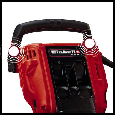 Відбійний молоток Einhell 4139130 TE-DH 50 (1700 Вт, сила одиночного удару 50 Дж, тримач інструменту SDS-Hex, основна рукоятка з вібропоглинанням, плавний пуск, вкл. загострене/плоске зубило, візок)