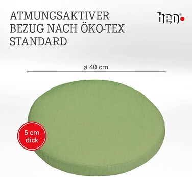 Крісло-подушка для сидіння Beo Зроблено в ЄС Подушка для крісла, яку можна прати, зі знімним чохлом Ідеально підходить для приміщень і вулиці Подушка сидіння кругла Ø 40см Дихаюча подушка сидіння в зеленому кольорі