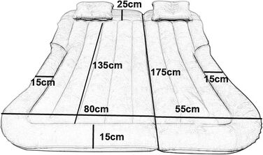 Надувний матрац Vinteky Car SUV Портативний товстіший надувний матрац Автомобільний матрац для подорожей, кемпінгу, активного відпочинку на свіжому повітрі, чорний