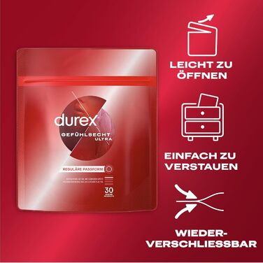 Презервативи Durex Emotional Ultra надзвичайно тонкий наконечник і змочений силіконовою змазкою 30 упаковок (1 x 30 шт. ) ука (30 упаковок)