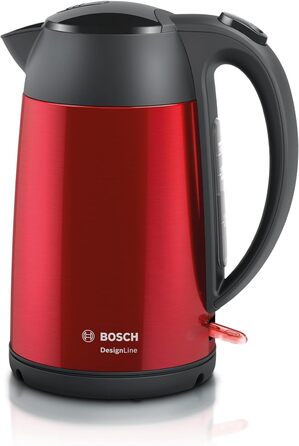 Акумуляторний чайник Bosch DesignLine TWK3P424 DesignLine, наливання без бризок, індикатор чашки, індикатор рівня води, захист від перегріву, 1.7 л, 2400 Вт, червоний