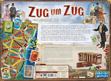 Дні чудес, Ticket to Ride Legacy Легенди Заходу, Сімейна гра, Настільна гра, 2-5 гравців, Від 10 років, 20-90 хвилин, Німецька, Різнокольорова, Барвиста