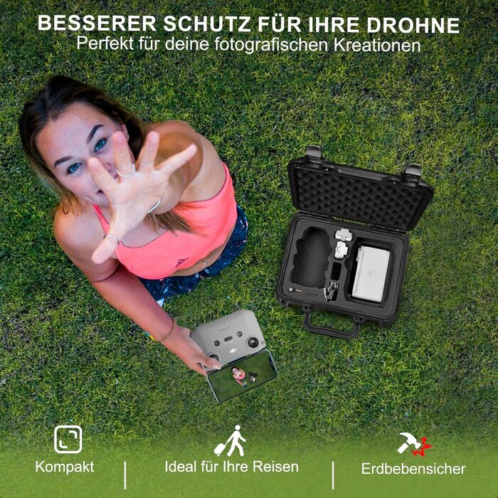 Компактний портативний водонепроникний чохол LEKUFEE для DJI Mini 4K/DJI Mini 2 SE та аксесуарів DJI Mini 2 (тільки чохол) (чорний) Eva Foam Колір - чорний