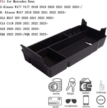 Органайзер для вторинного ящика для зберігання Центральна консоль для підлокітника A-Class W177 V177 2018-2024 / B-Class W247 2019-2024 / GLA H247 SUV 2020-2024 / CLA C118 2020-2024/ GLB 2020-2024 / EQA EQB 2022 - 2024
