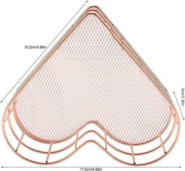 Кошик у формі серця, кошик для зберігання Залізний кошик для зберігання у формі серця Домашні офісні кошики для зберігання Серце у формі серця для офісу, спальні, ванної кімнати, кухні (рожеве золото)