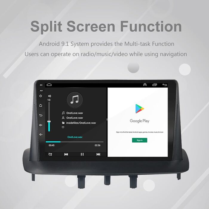 Автомобільна стереосистема для Renault Megane 3 2009-2014 9-дюймовий сенсорний екран високої чіткості GPS-навігація Bluetooth WIFI USB плеєр SWC Функція розділеного екрана з 2G оперативною пам'яттю 32G ROM, 9.0