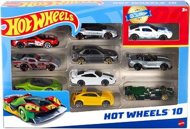 Подарунковий набір литих машинок Hot Wheels 164, по 10 іграшкових машинок, випадковий вибір, іграшкові машинки від 3 років, упаковка з 10 шт. , різнокольорові, 54886 Die-Cast Car Gift Set Random