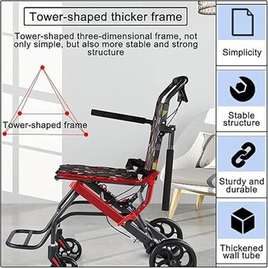 Інвалідне крісло, складне крісло колісне з вуглецевої сталі Портативне крісло колісне легко транспортувати за допомогою складного підлокітника та педалей для людей похилого віку A