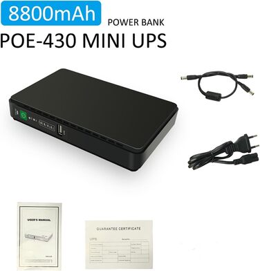 Джерело безперебійного живлення UPS Mini UPS 8800 мАг Power Bank з гігабітним POE для бездротового маршрутизатора, модему, камери, монітора, IP-телефонії, веб-камери тощо, вхідний вихід змінного струму USB 5 В постійного струму 5 В постійного струму 5 В 9