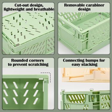 Набір з 5 складних кошиків Штабельована пластикова коробка для зберігання 25 x 16.5 x 10 см Розбірний органайзер для дому Кухня Класна кімната Спальня Ванна кімната Офіс Середній розмір Набір з 5 шт.