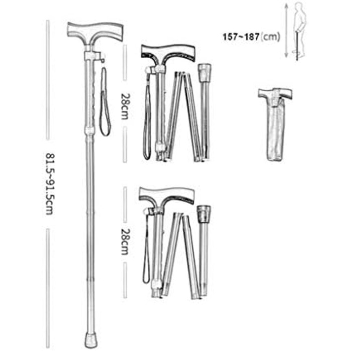 Палиця для ходьби, складна палиця для ходьби, регульована палиця для ходьби і палиця для ходьби Портативна палиця для ходьби для чоловіків і жінок, зручна Т-подібна ручка з клена