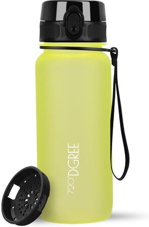 Пляшка для води 720DGREE 1л Sport 'uberBottle softTouch Sieb - Без BPA - Пляшка для води для універу, роботи, фітнесу, велосипеда, активного відпочинку, роботи - спортивна пляшка з тритану - легка, ударостійка, багаторазова (650 мл, лимонно-жовтий - жовти