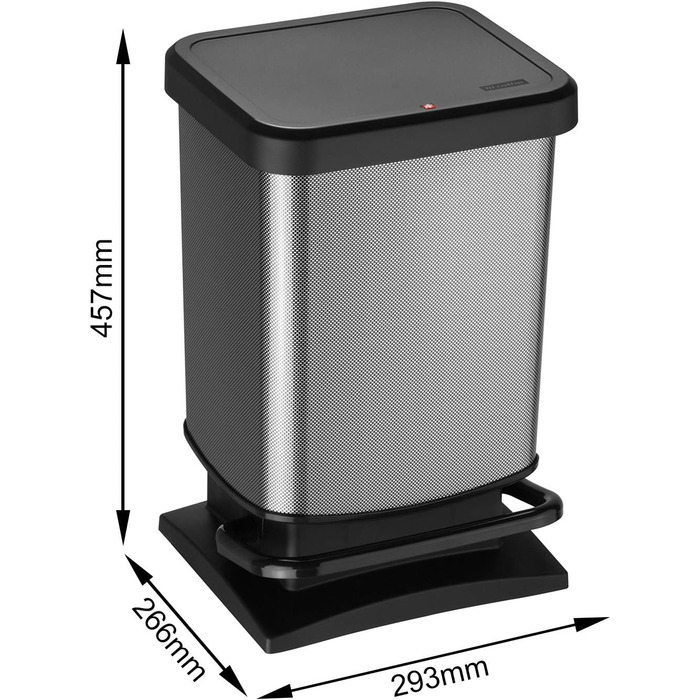 Відро для сміття Rotho Paso 29,3 x 26,6 x 45,7 см 20 л з кришкою, з пластику (PP) без бісфенолу А, вуглецевий металік