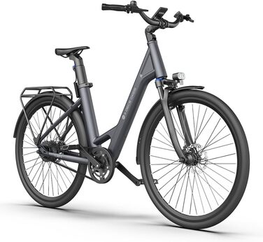 Електричний велосипед ADO E-Bike Air 28, педальний ремінний привід, 28 дюймів, 1 передача, задній двигун, акумулятор 345.00 Вт-год, ebike для жінок/чоловіків, безщітковий двигун 36 В 250 Вт, сірий