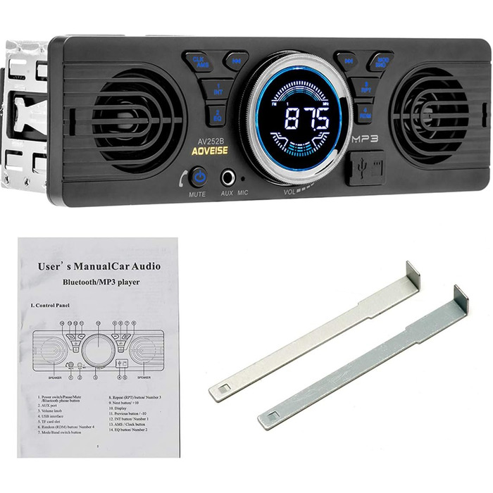 Автомобільна стереосистема WESPECIFIC 1 Din Bluetooth з двома динаміками Універсальна 1 DIN 12V FM MP3 Bluetooth автомобільна стереосистема