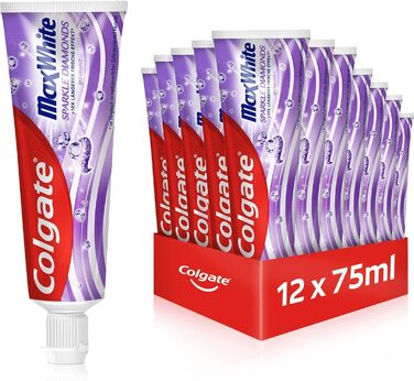 Зубна паста Colgate Max White Sparkle Diamonds 12x75 мл ідеальне відбілювання зубів для більш гладких і білих зубів відновлює природне відбілювання зубів і надовго освіжає подих