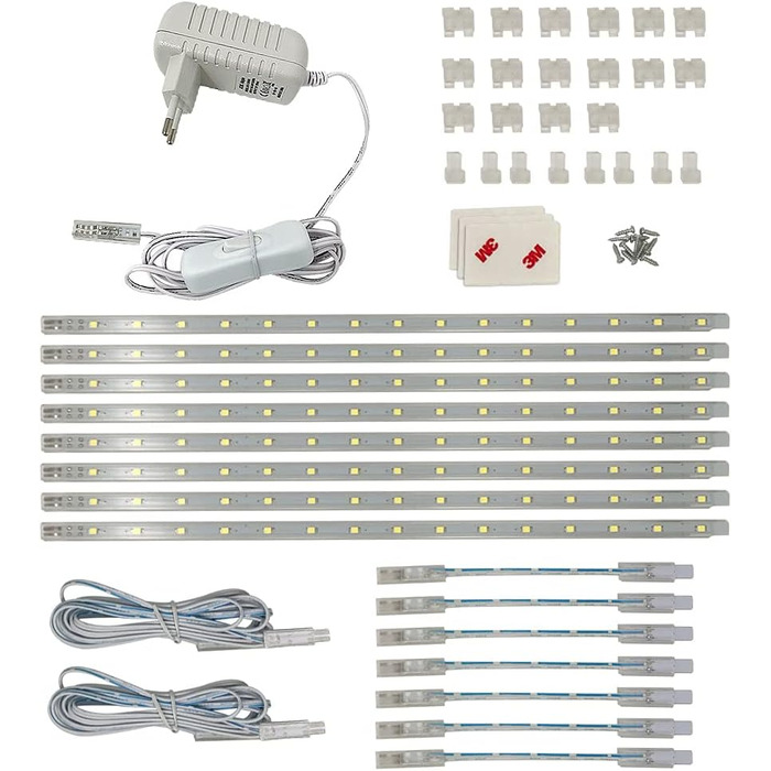 Світлодіодна лампа під шафою 4vwin підходить лампа для кухні, за меблями, у робочій кімнаті (6500 К (холодний білий), 8 КОМПЛЕКТІВ) 6500 К (холодний білий) 8 КОМПЛЕКТІВ