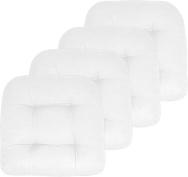 Подушка для крісла Sweet Home Collection Patio Cushion, преміум, зручна, з наповнювачем з товстого волокна, тафтингована, 48,3 x 48,3 см, чохол для сидіння, 4 шт. и (ука), білий 4 шт. ( в упаковці) білий