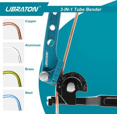 Трубогиб мідних труб і гальмівних магістралей Libraton, інструмент для згинання труб, верстат для згинання труб 0-180 градусів, трубозгинальний верстат 3в1, трубогиб Manuel для мідних, алюмінієвих і м'яких металевих труб