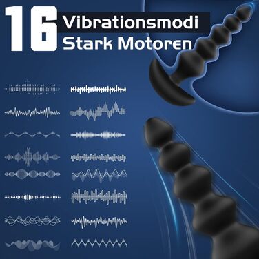 Анальні вібратори Wakelust для початківців 16 режимів вібрації з дистанційним керуванням і 5 різних розмірів анальні кульки, секс-іграшки для пар жінок чоловіків анальна пробка точка g стимулятор простати стимулятор масаж
