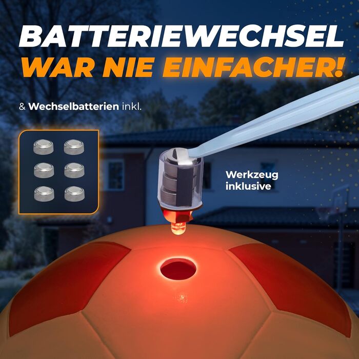Футбольний м'яч зі світлодіодним підсвічуванням 5 - світиться футбольний м'яч для нічних ігор, дітей, дорослих - повний комплект з насосом і додатковими батареями білий/помаранчевий