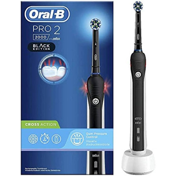 Електрична зубна щітка Oral-B 4210201267782 Pro 2 2000, акумуляторна, 1 чорна ручка із зарядним пристроєм, 1 головка CrossAction одинарна