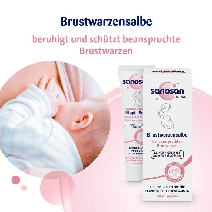Набір серветок для годування та сосків sanosan - Упаковка з 30 дихаючих і безпечних для шкіри подушечок для годування - Мазь для сосків 100 чистий і натуральний ланолін ідеально підходить для вагітних і грудного вигодовування Набір для грудного вигодовува