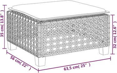 Табурет садовий з подушкою чорний 63.5x56x32 см Poly Rattan,365932