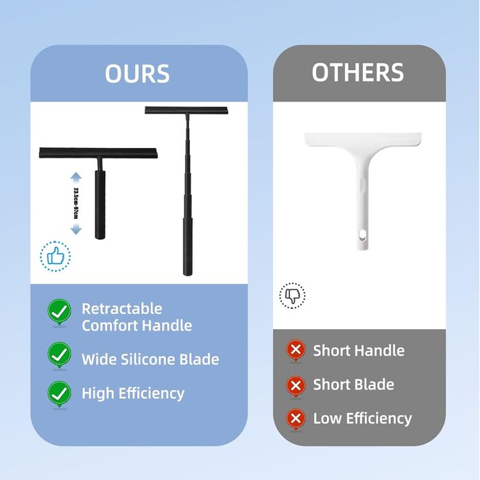 Скребок для душу з довгою ручкою - скребок для душу чорний 23,5-97см телескопічний віконний скребок з тримачем скребок для душу силіконовий, скребок для підлоги без свердління, скребок для душової кабіни скребок для склоочисника чорний-1