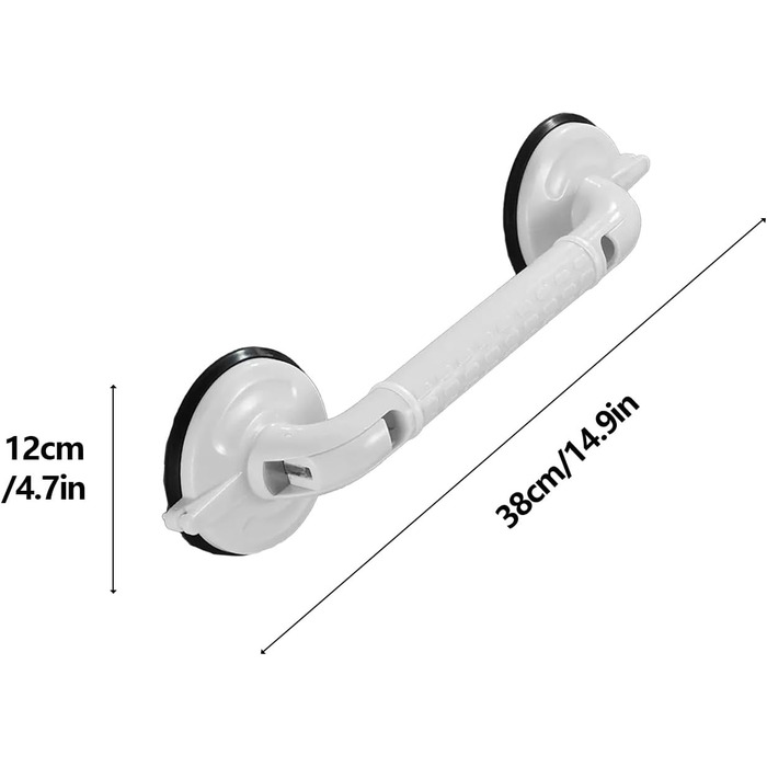Поручень, душова ручка з присоскою для ванн і душових кабін, ванна кімната, люди похилого віку, поручень для людей похилого віку (білий, 53 см/20,8 дюйма) 53 см/20,8 дюйма білий