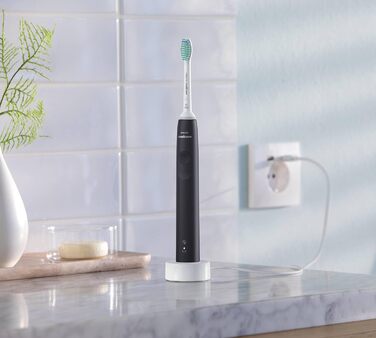 Звукова електрична зубна щітка Philips Sonicare серії 3100 з датчиком тиску та функцією нагадування BrushSync, HX3673/14, Чорний