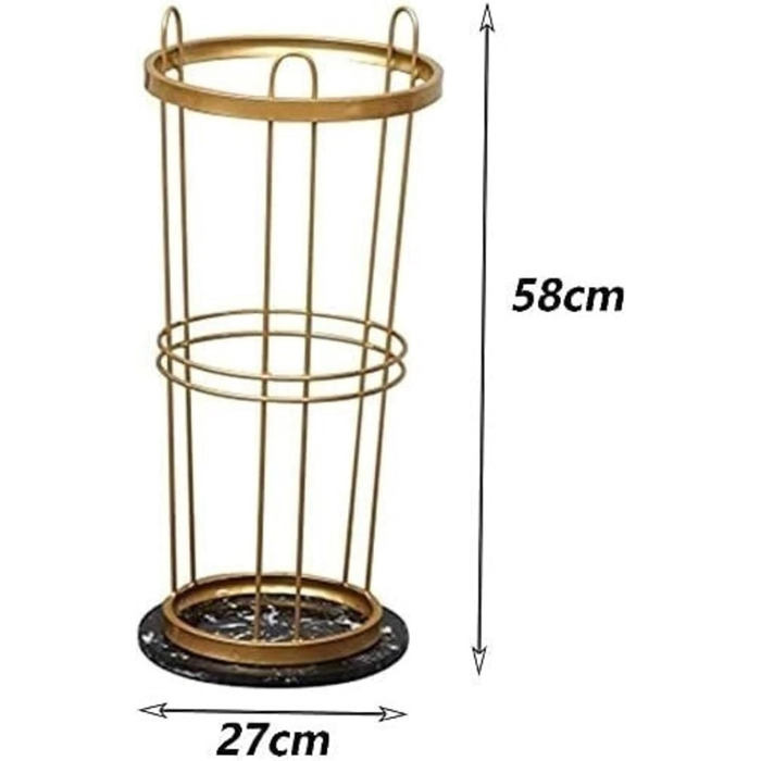 Підставка для парасольок HELGN Підставка для парасольок з кованого заліза з мармуровою основою, підставка для парасольки для палиці, тримач для парасольки, рамка для лобі готелю (нуар) 27*58см нуар