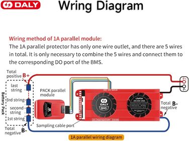 Паралельний модуль DALY BMS 1 A з вентилятором Smart BMS LiFePo4 8S 24 В 250 А та портом CAN, Smart BMS Bluetooth ключ для літієвих акумуляторів 3,2 В, інвертор, ДБЖ та домашня система зберігання (Lifepo4 20S 60V CAN BT, 100A вентиляторпаралельний Module1