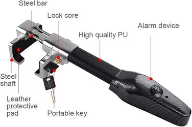 Кіготь керма Blueshyhall з сигналізацією, замок керма 130 дБ із сигналізацією для автомобіля, протиугінне кермо автомобіля, автомобільний іммобілайзер, блокування керма для легкового автомобіля, автофургону, вантажівки, універсальний