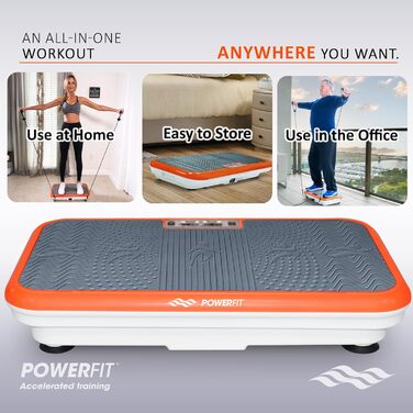 Тренажер Power Fit Vibration Plate, вібраційна платформа Powerfit Elite, силова пластина, вібраційна пластина тіла для лімфодренажу, бодішейкер для схуднення - дистанційне керування, стрічки опору &