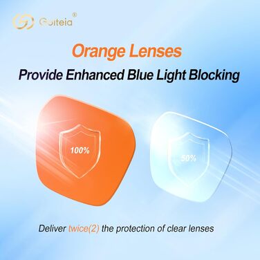 Окуляри Goiteia Blue Light Blocking Glasses - Ігрові окуляри для кращого сну/напруги очей/світлочутливості - Надлегкі та пружинні петлі для кращого комфорту Помаранчевий посилений захист Чорна оправа