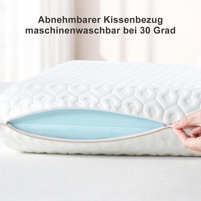 Подушка BedStory Gel Memory Foam Pillow 60x40, ортопедична подушка висотою 6 см для тих, хто спить на боці, ергономічна подушка зі знімним чохлом, який можна прати, подушка Visco, сертифікована Oeko-Tex